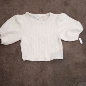 Topshop Puff Sleeve Cream Crop Top